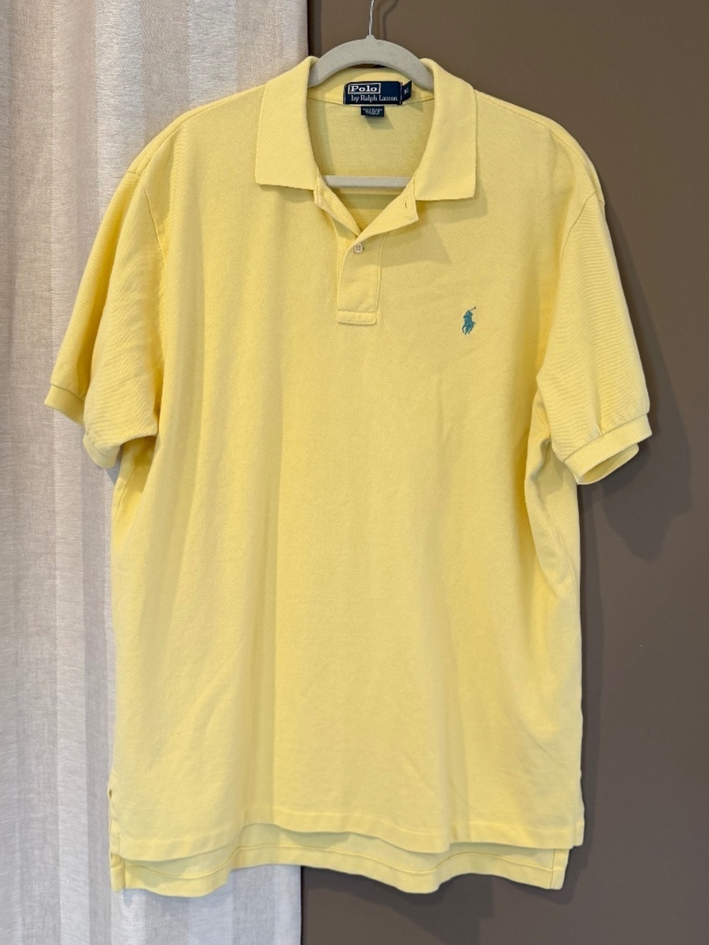Polo Ralph Lauren Men's Yellow Short Sleeve Polo, Blue Pony, Size XL